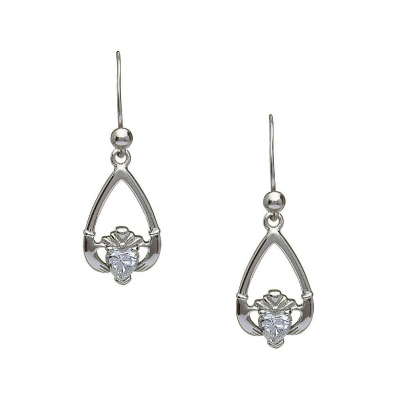 Birthstone Claddagh Earrings - Image 4