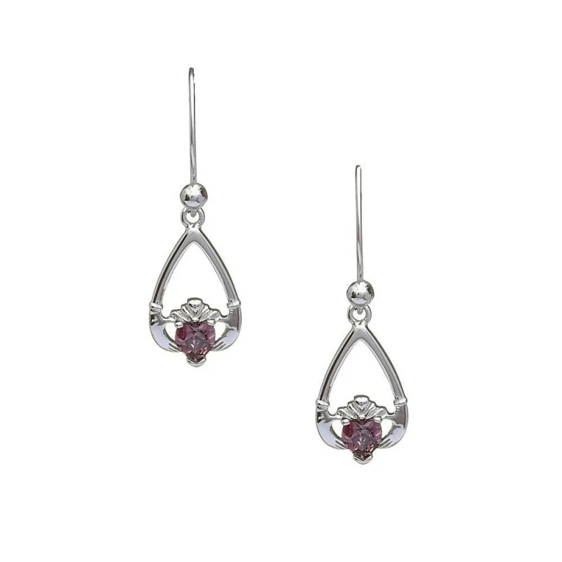 Birthstone Claddagh Earrings - Image 6