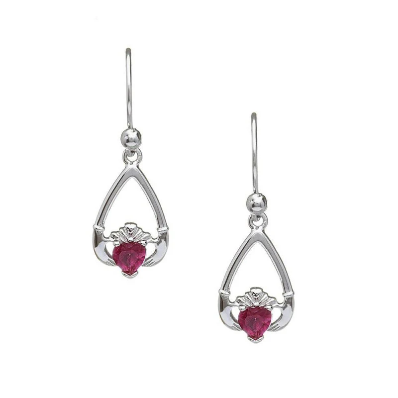 Birthstone Claddagh Earrings - Image 7