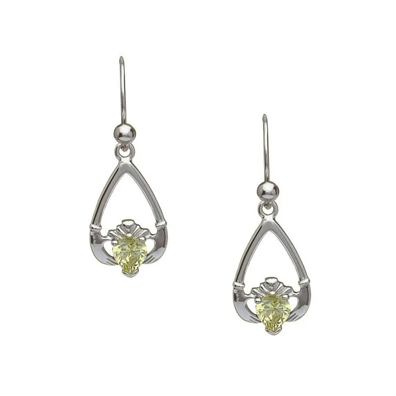 Birthstone Claddagh Earrings - Image 8