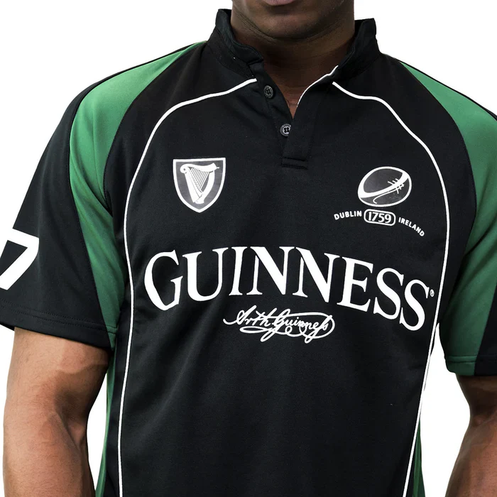 Guinness Black and Green Short Sleeve Performance Rugby Jersey - Image 4