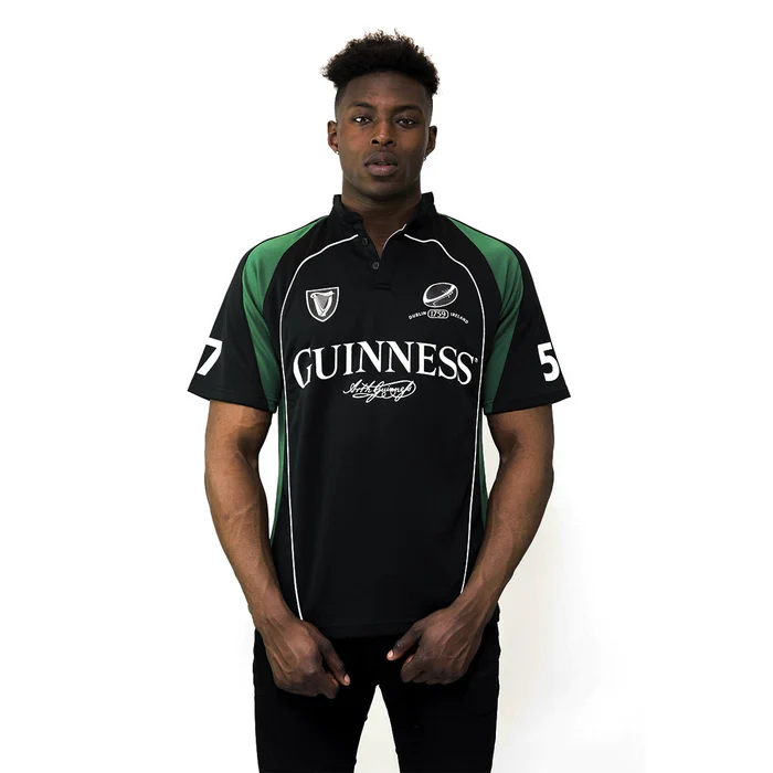 Guinness Black and Green Short Sleeve Performance Rugby Jersey - Image 5