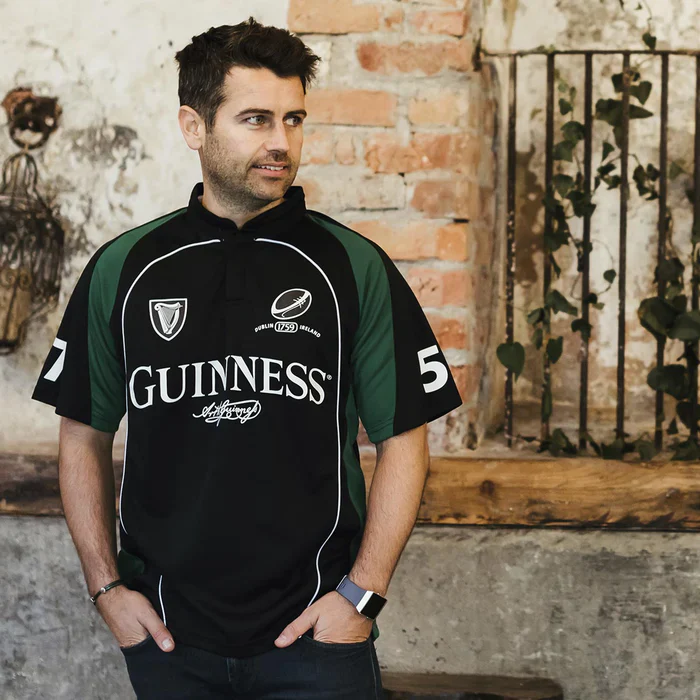 Guinness Black and Green Short Sleeve Performance Rugby Jersey - Image 9