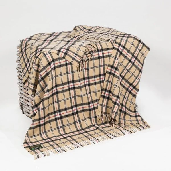 Camel of Merrick Tartan Lambswool Throw