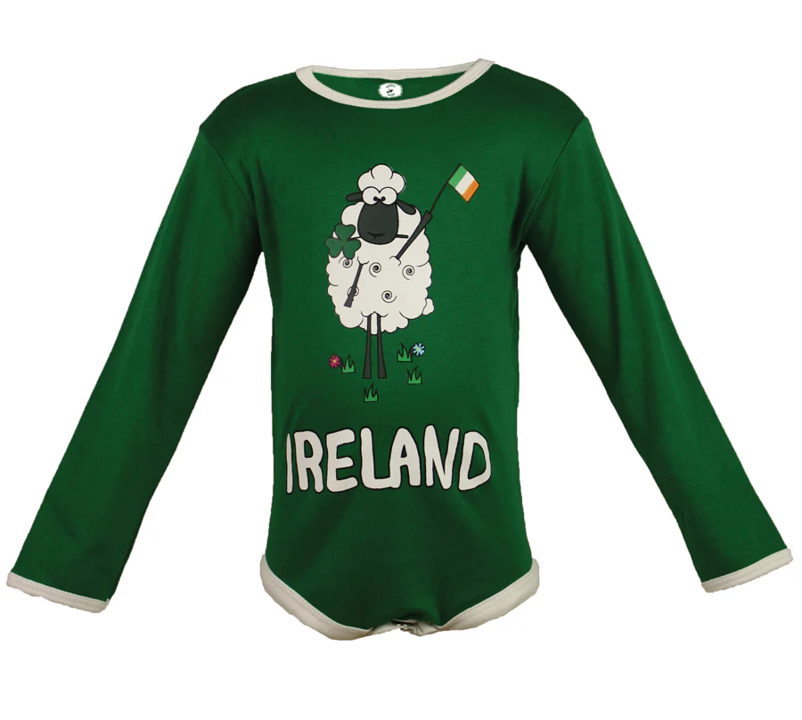 Green Baby Romper with Wooly Sheep