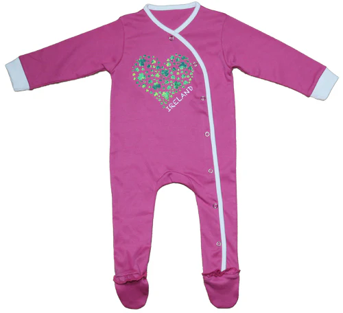Children's Pink Onesie with Green Shamrocks Heart