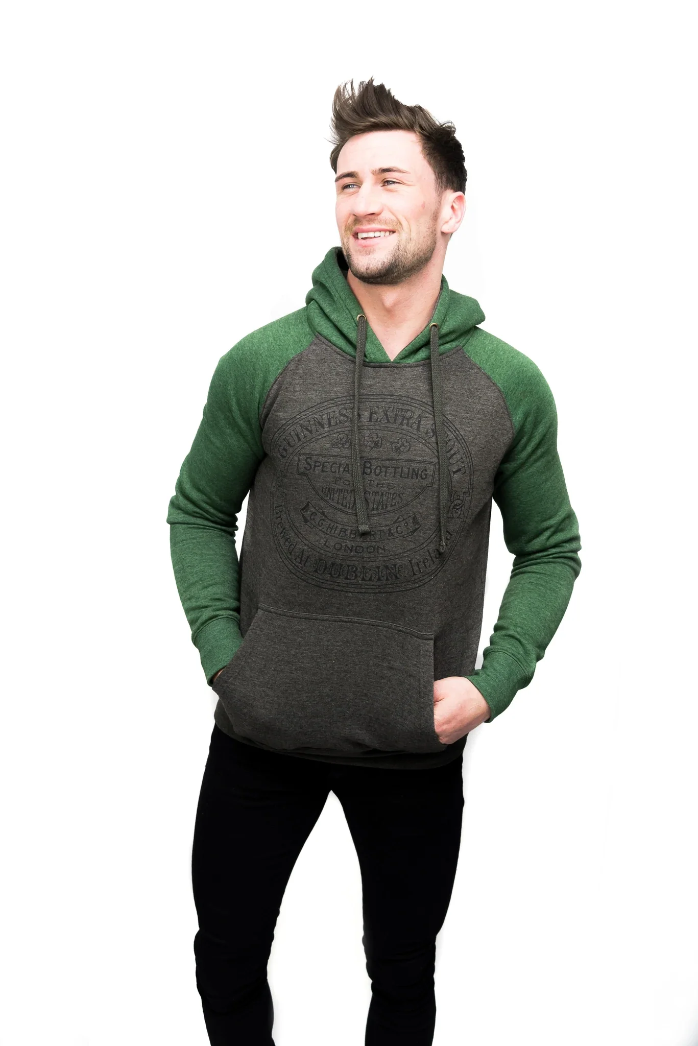 Guinness Grey and Green Hoodie - Image 4