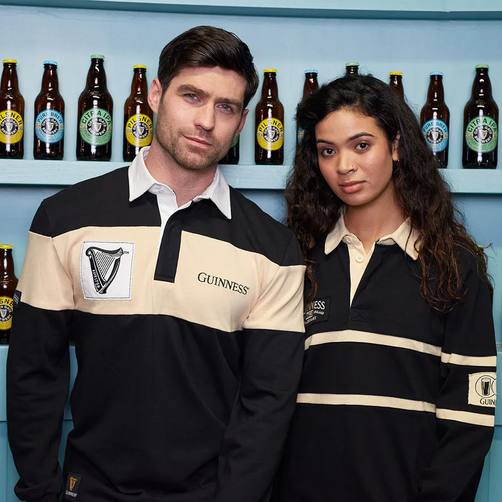 Guinness Long Sleeve Black and Cream Traditional Rugby - Image 5