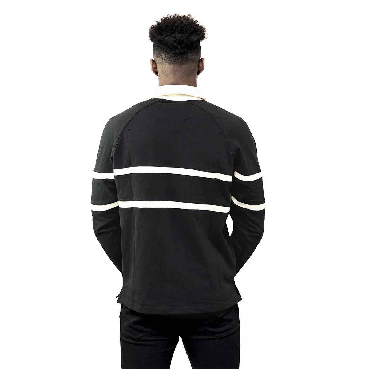 Guinness Long Sleeve Black and Cream Traditional Rugby - Image 7