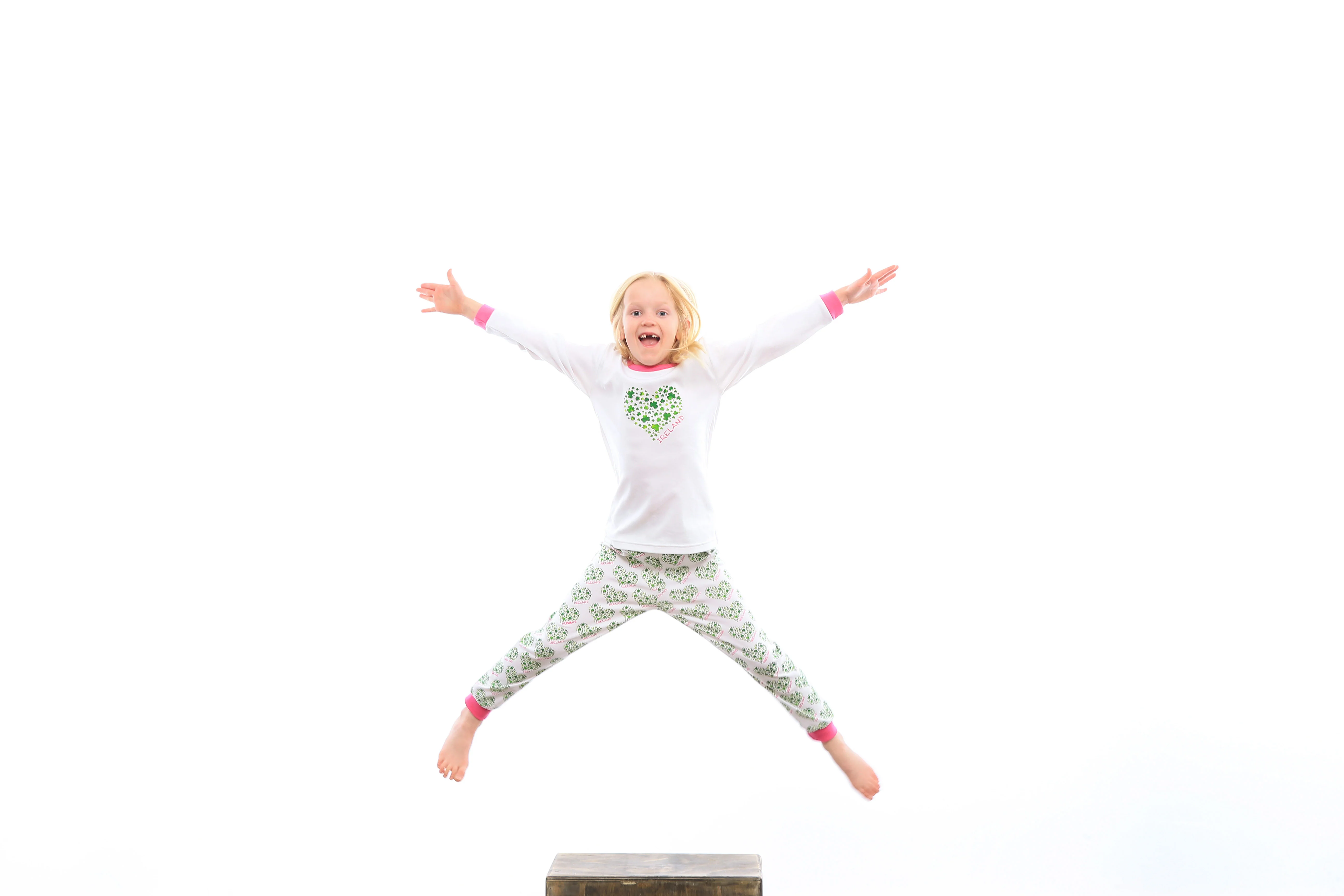 Children's Ireland Pink and Green Shamrock Heart Pajamas - Image 3