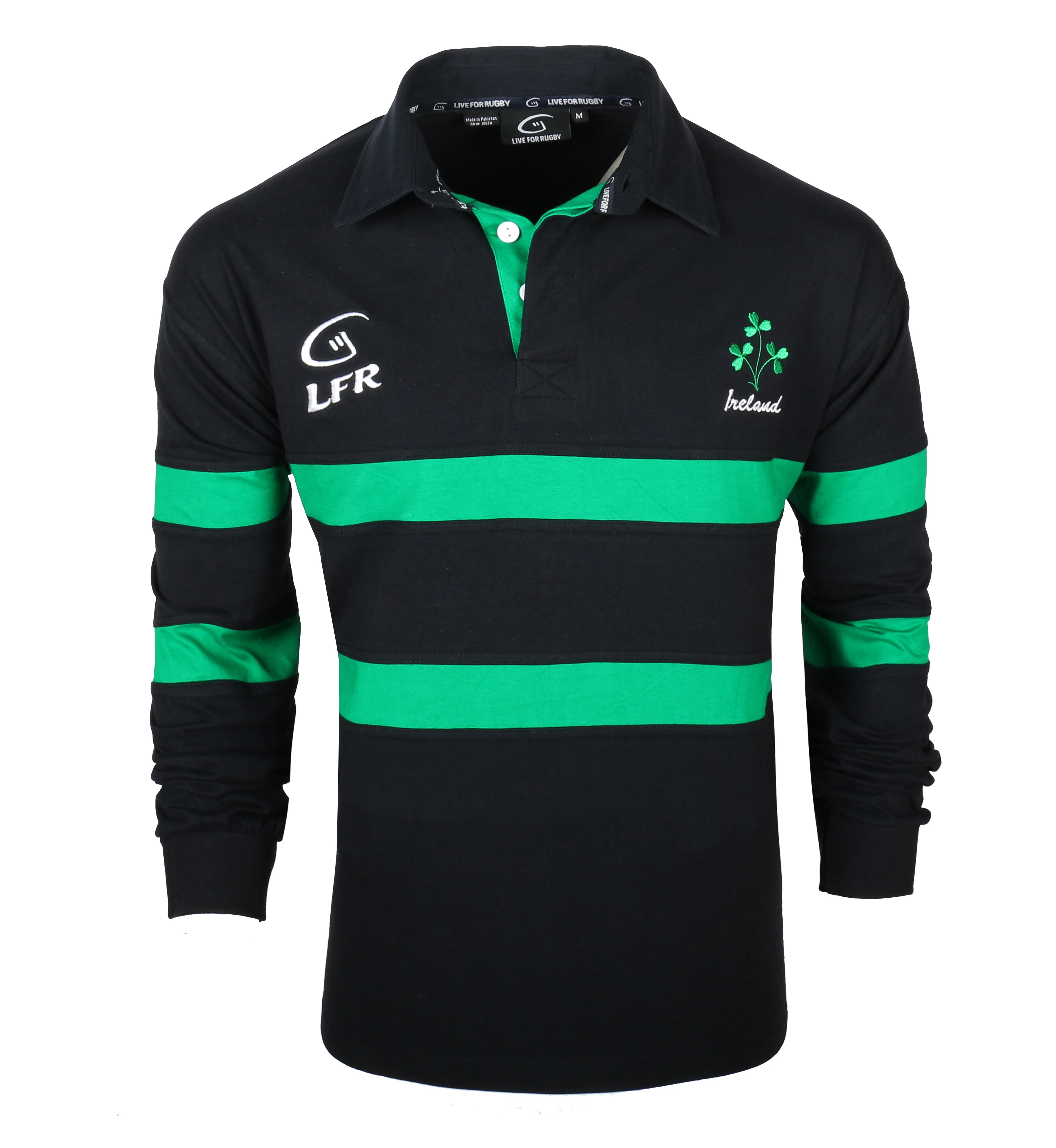 Ireland Shamrock Long Sleeve Striped Rugby Jersey