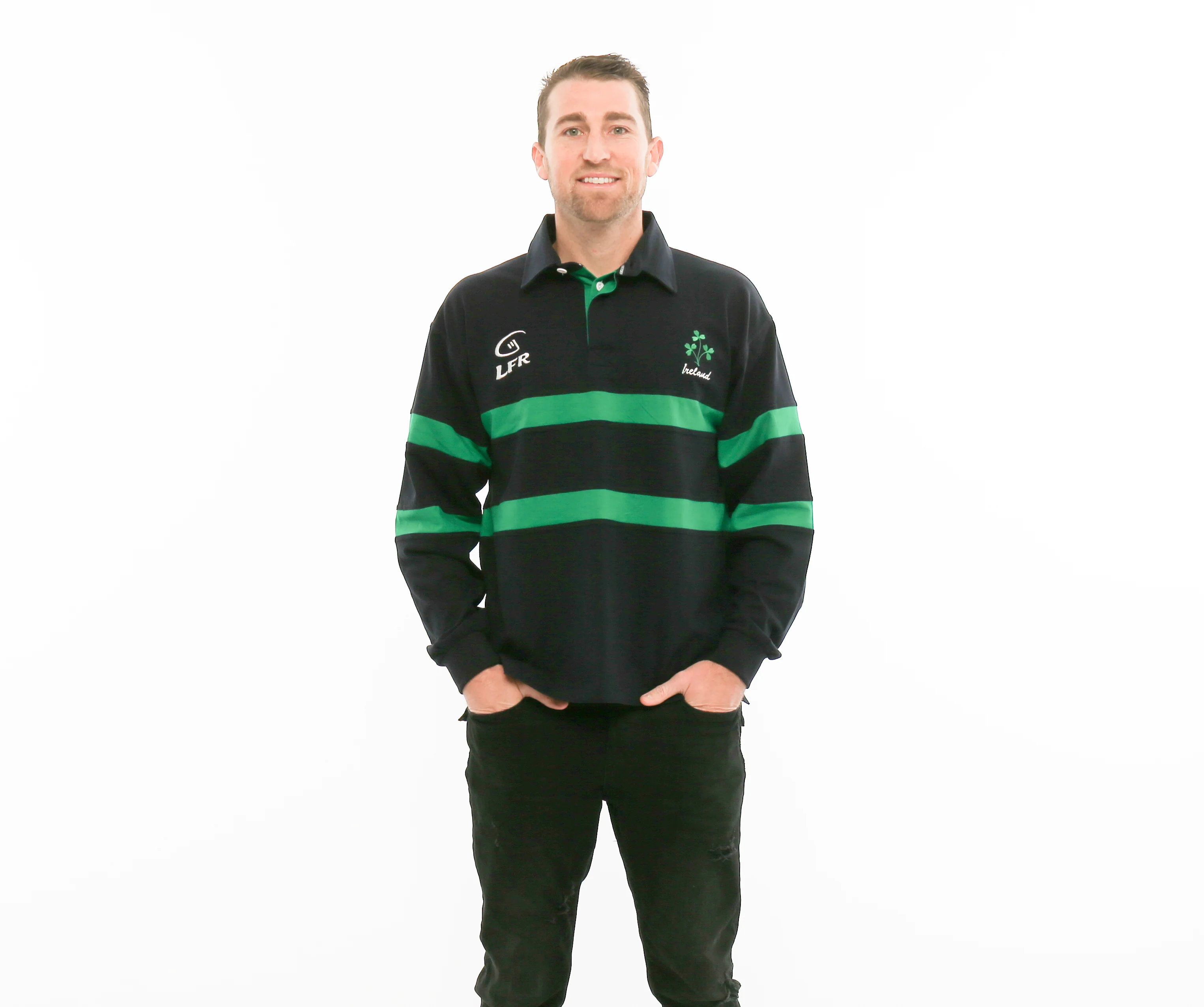 Ireland Shamrock Long Sleeve Striped Rugby Jersey - Image 3