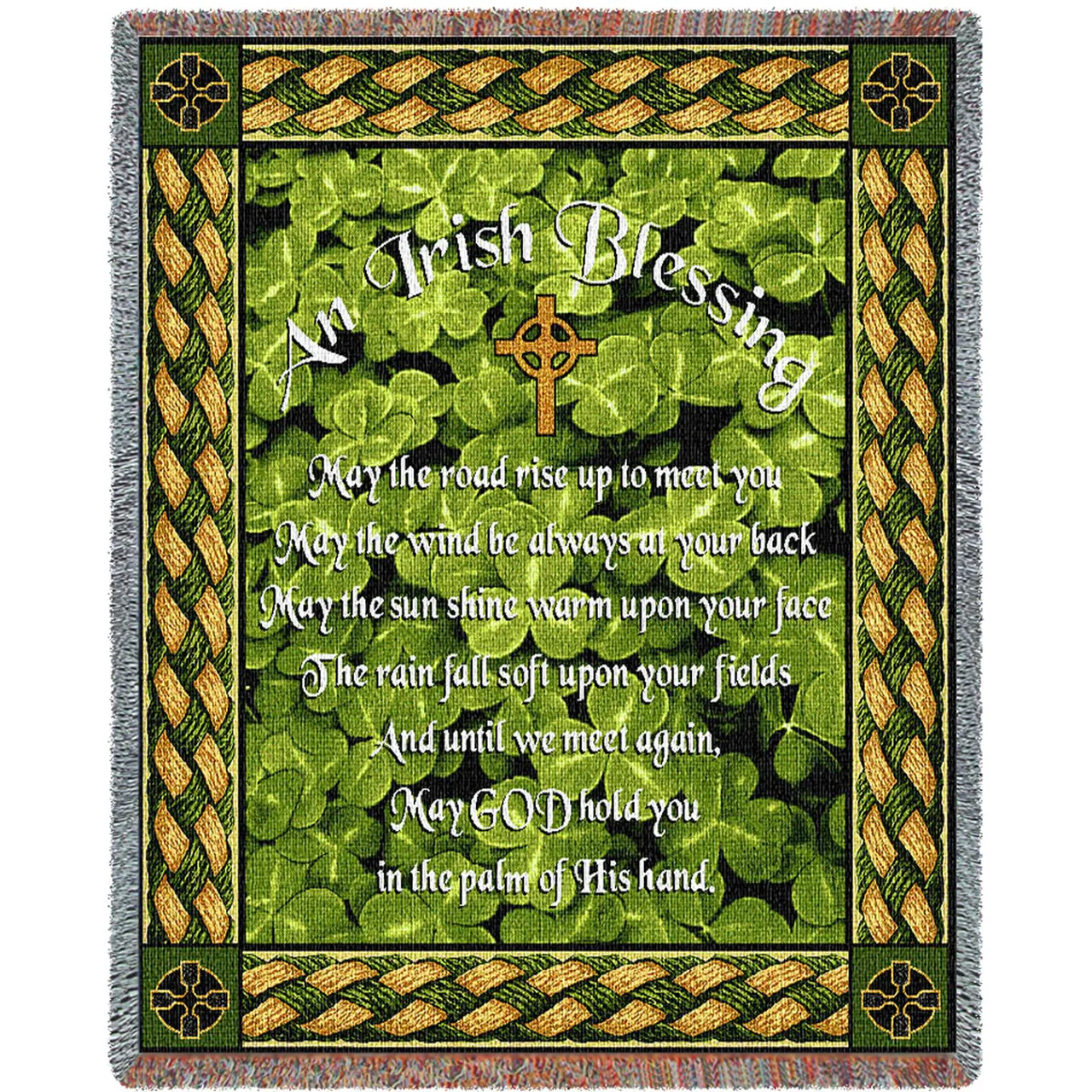 Irish Blessing - May The Road Rise To meet You -  Throw Blanket With Fringe