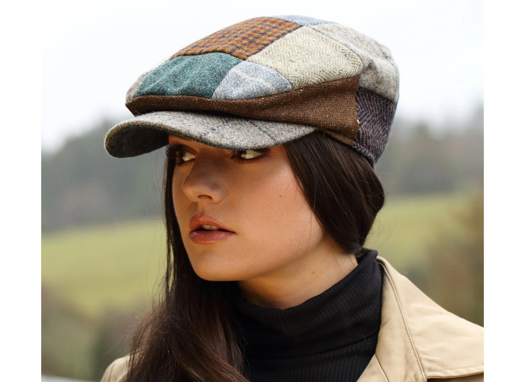 Irish Driving Cap - Patchwork Tweed - Image 3