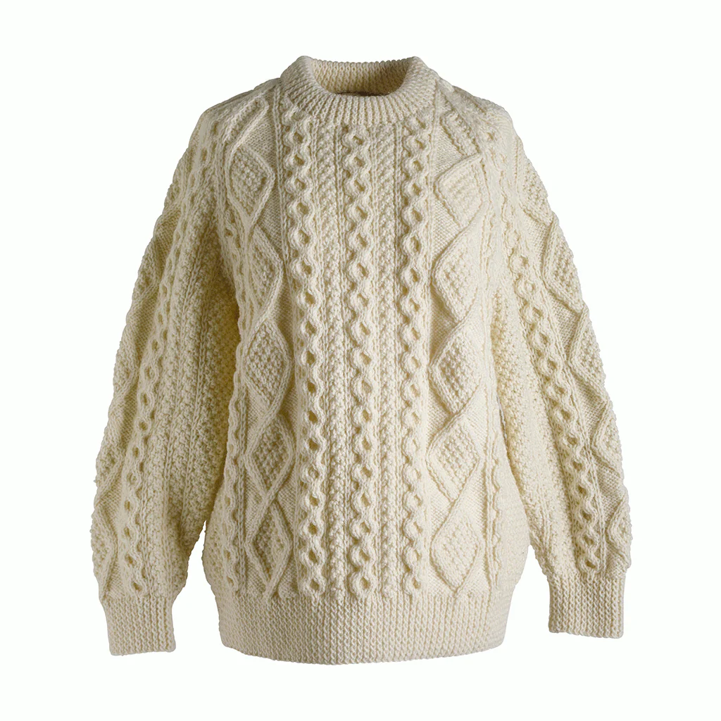 Irish Handknit Crewneck Aran Sweater - Image 3