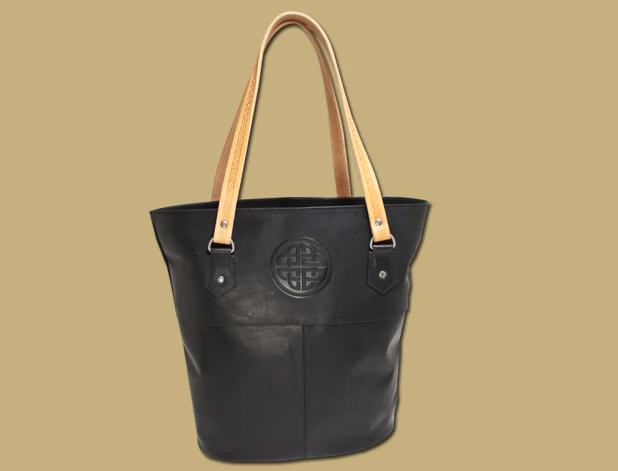 Ladies Leather Tote Bag - Black - Image 6