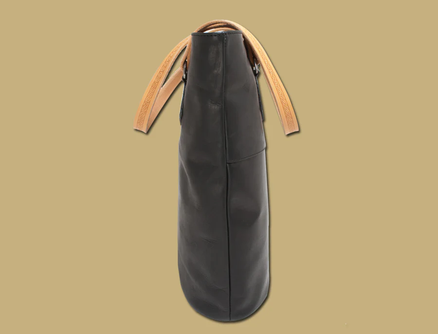 Ladies Leather Tote Bag - Black - Image 7