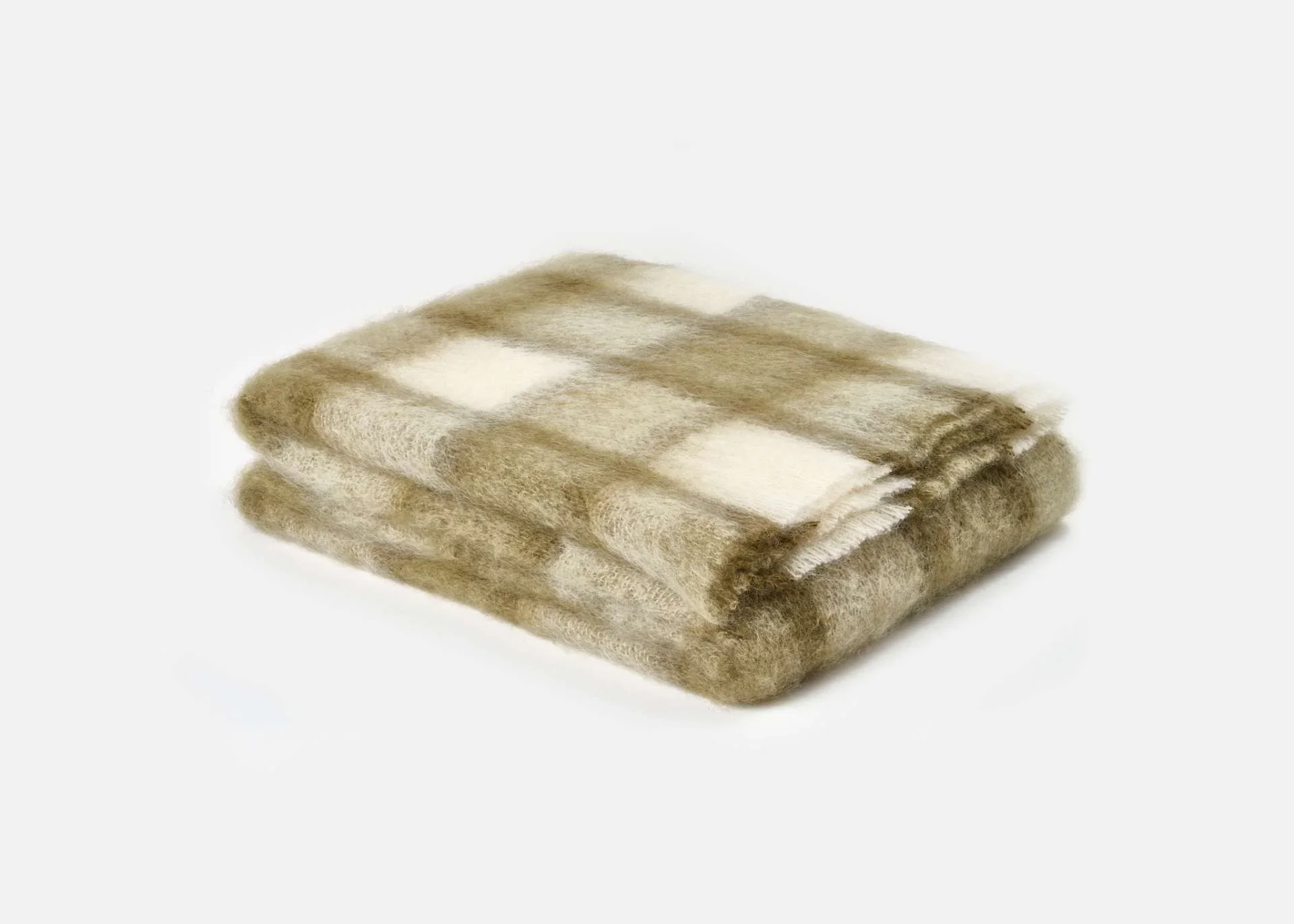 Large Plaid Brushed Mohair Irish Throw Blanket - Image 12