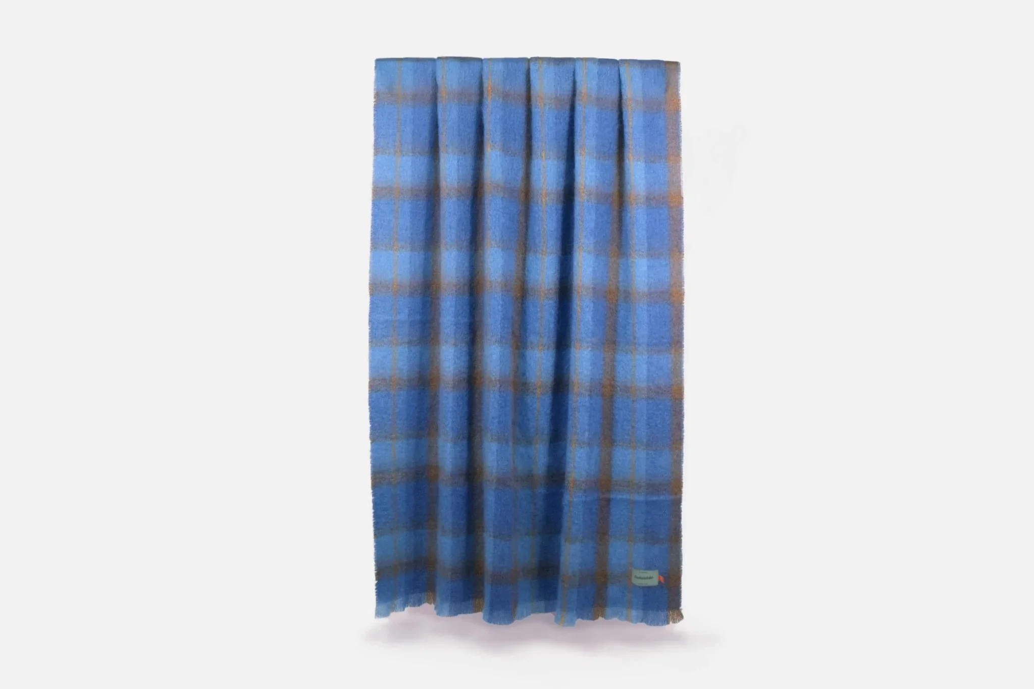Large Plaid Brushed Mohair Irish Throw Blanket - Image 3