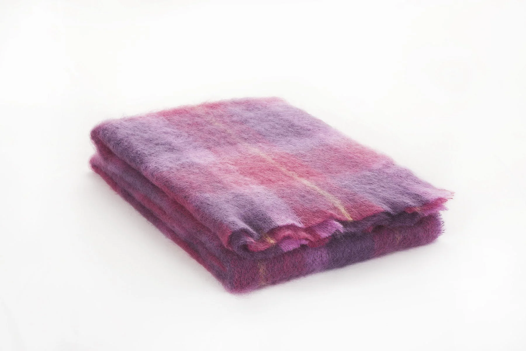 Large Plaid Brushed Mohair Irish Throw Blanket - Image 4
