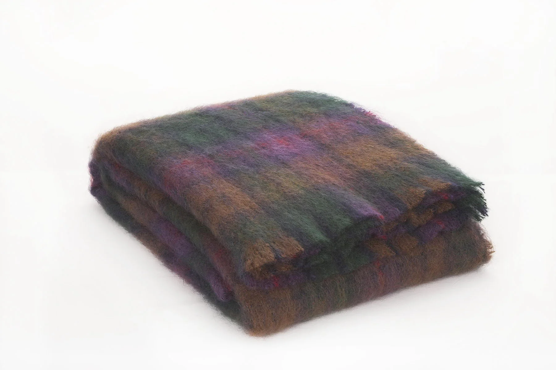 Large Plaid Brushed Mohair Irish Throw Blanket - Image 5