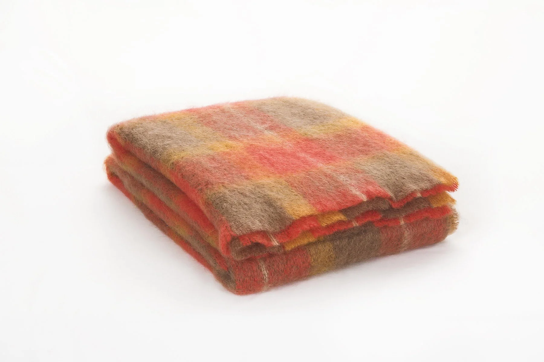 Large Plaid Brushed Mohair Irish Throw Blanket - Image 6