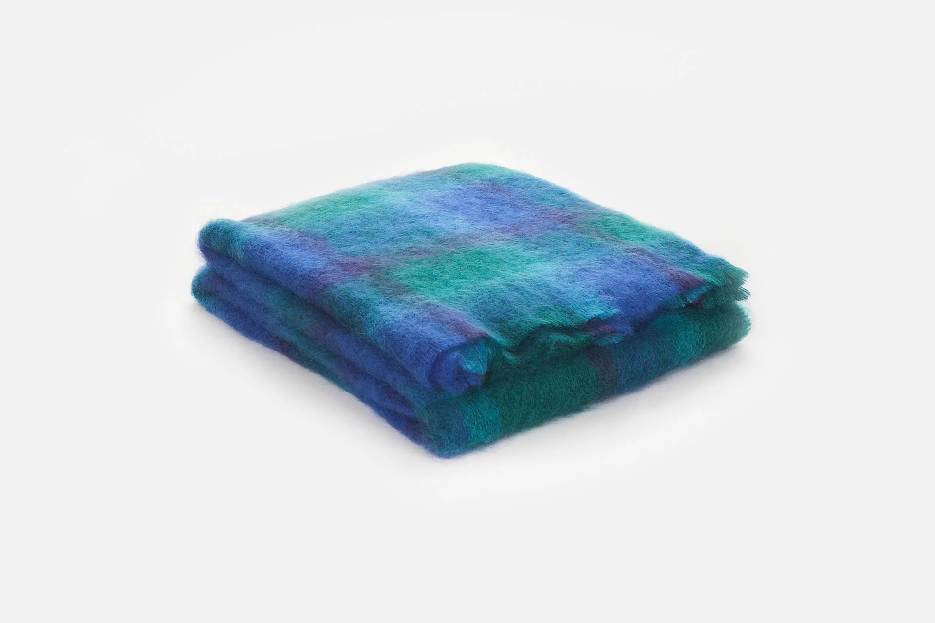 Large Plaid Brushed Mohair Irish Throw Blanket - Image 7
