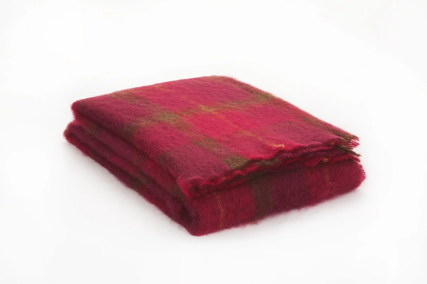 Large Plaid Brushed Mohair Irish Throw Blanket - Image 8