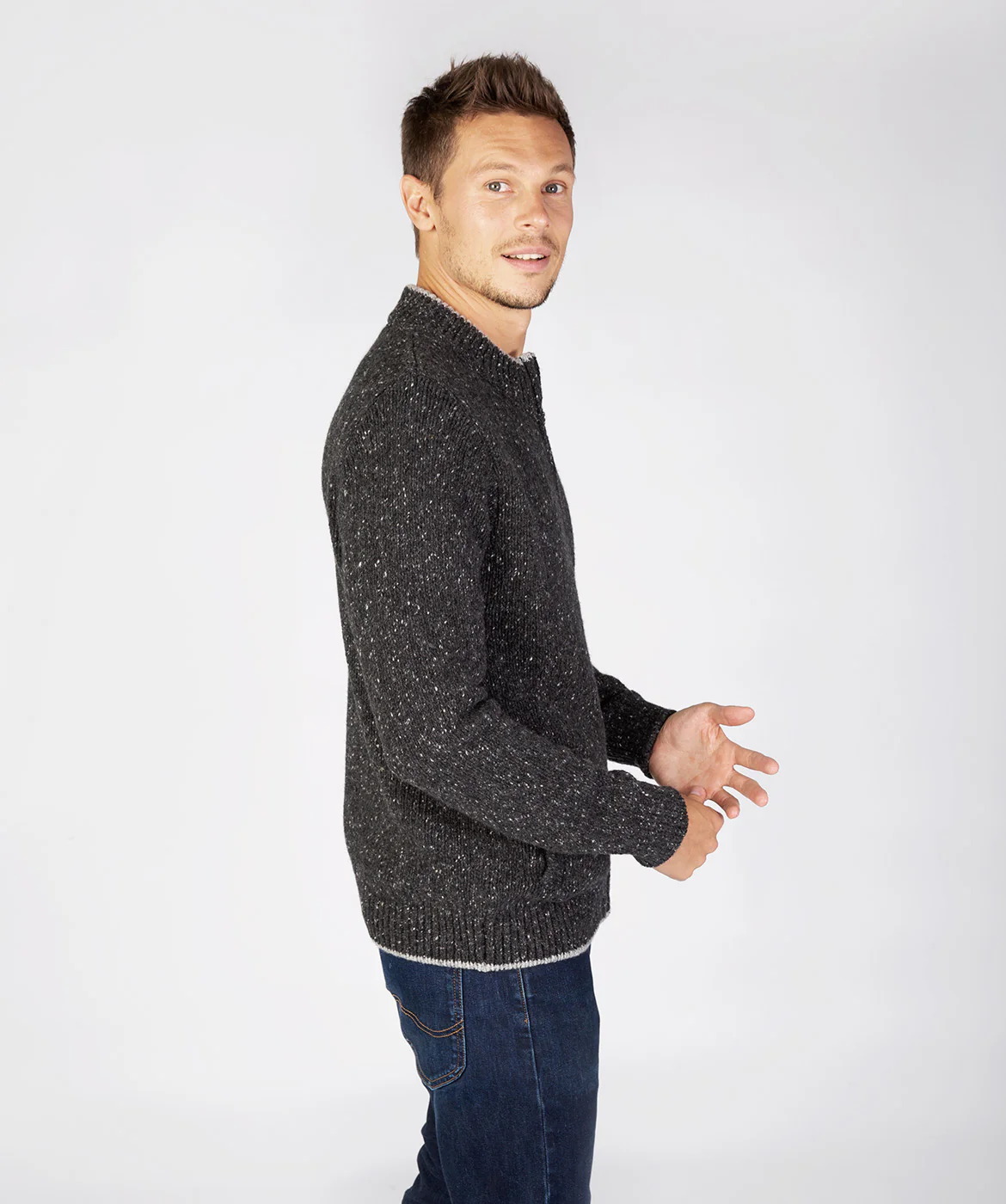 Men's Crewneck Full Zip Cardigan - Image 2