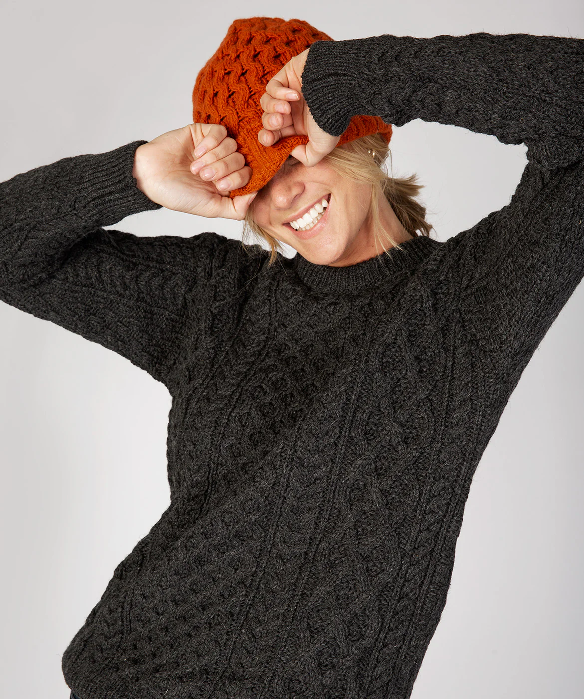 Merino and Cashmere Luxe Aran Beanie Hat - Image 2