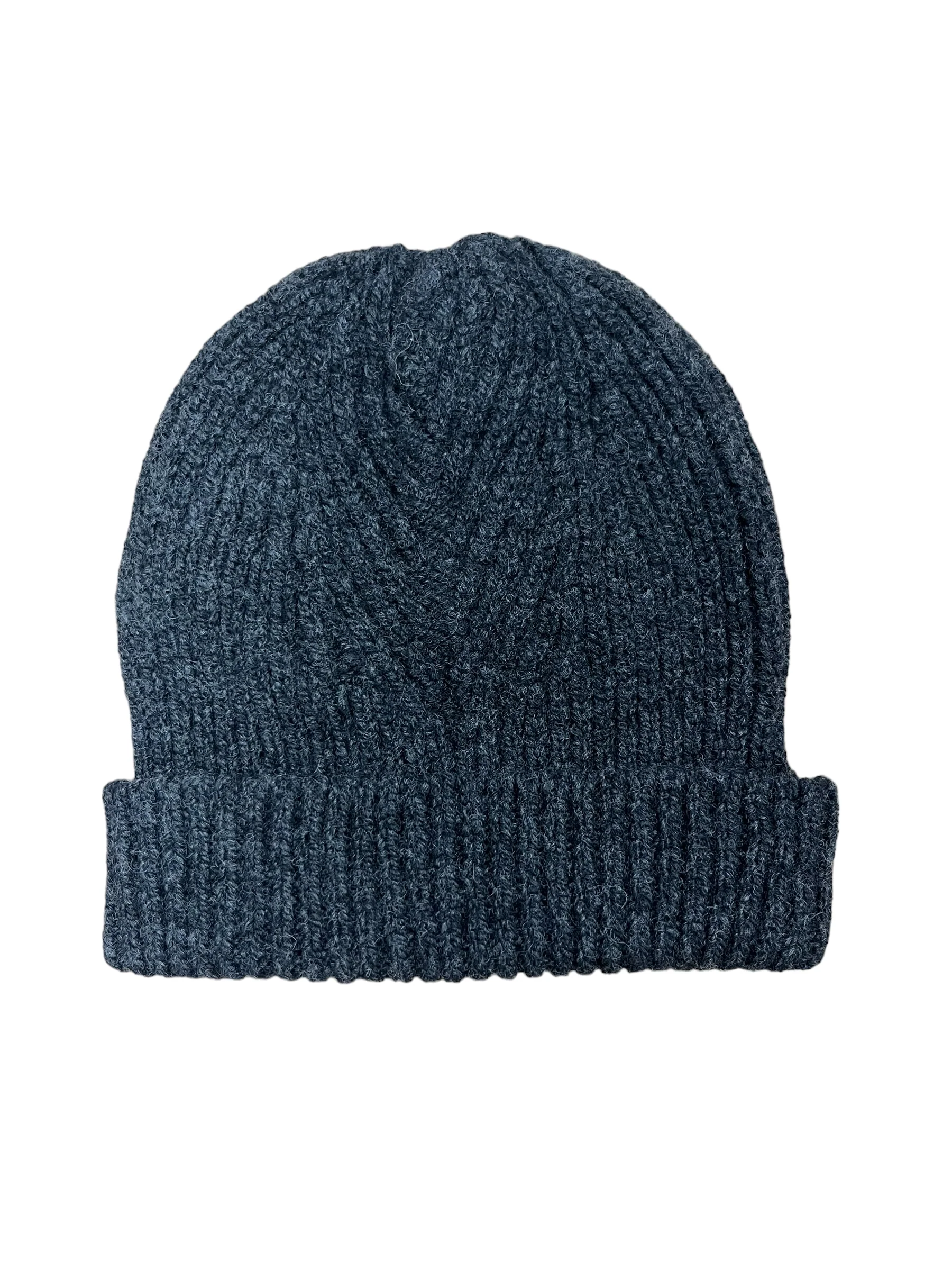 Merino and Cashmere Mens Ribbed Beanie - Image 2