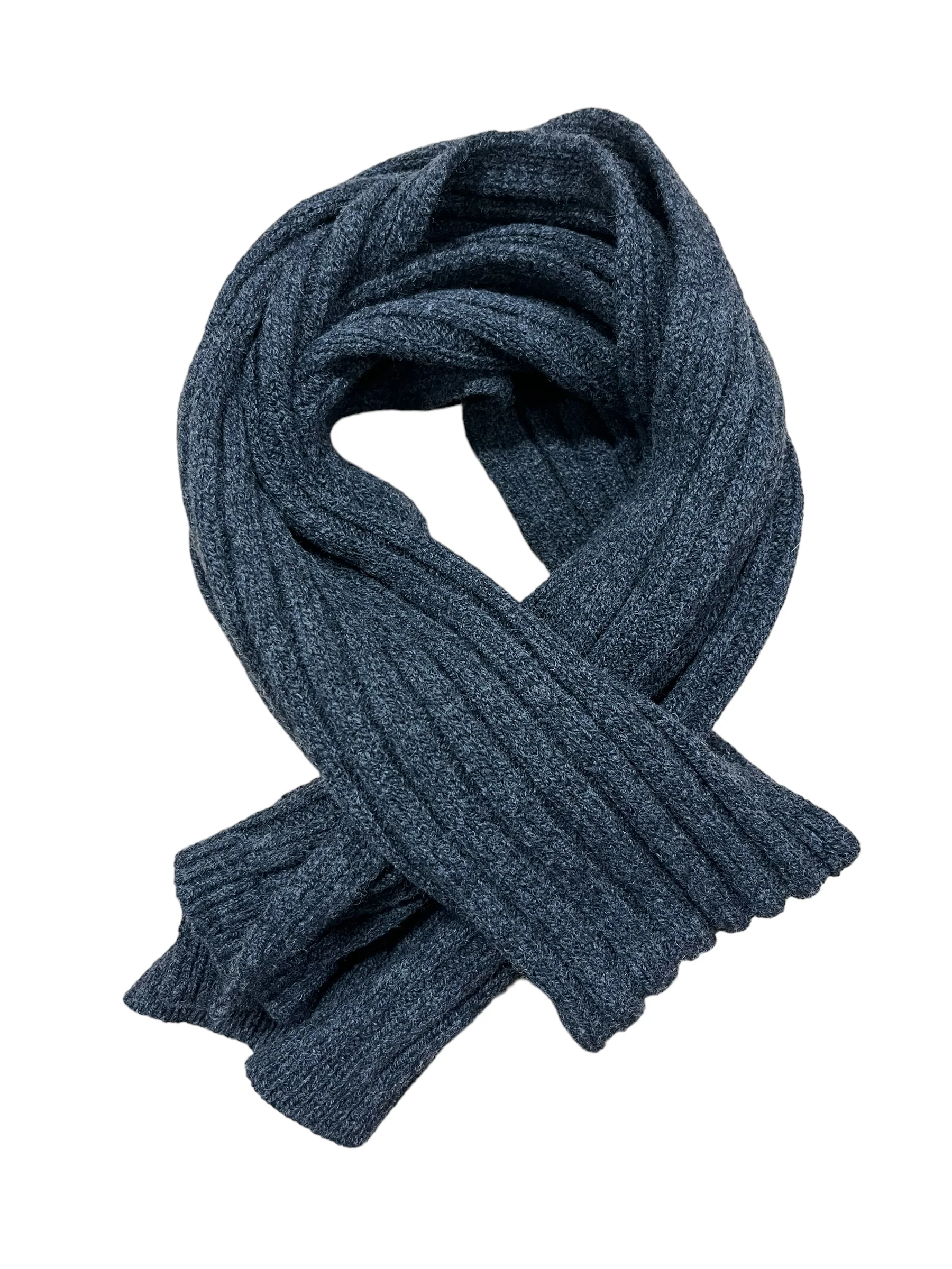 Merino and Cashmere Mens Ribbed Scarf - Image 2