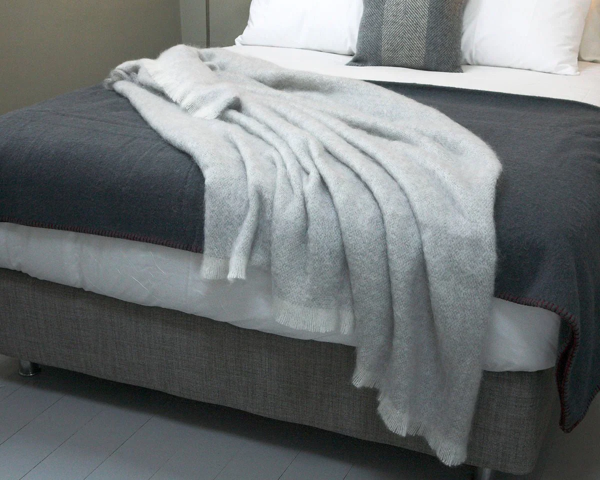 Solid Color Brushed Mohair Irish Throw Blanket - Image 23