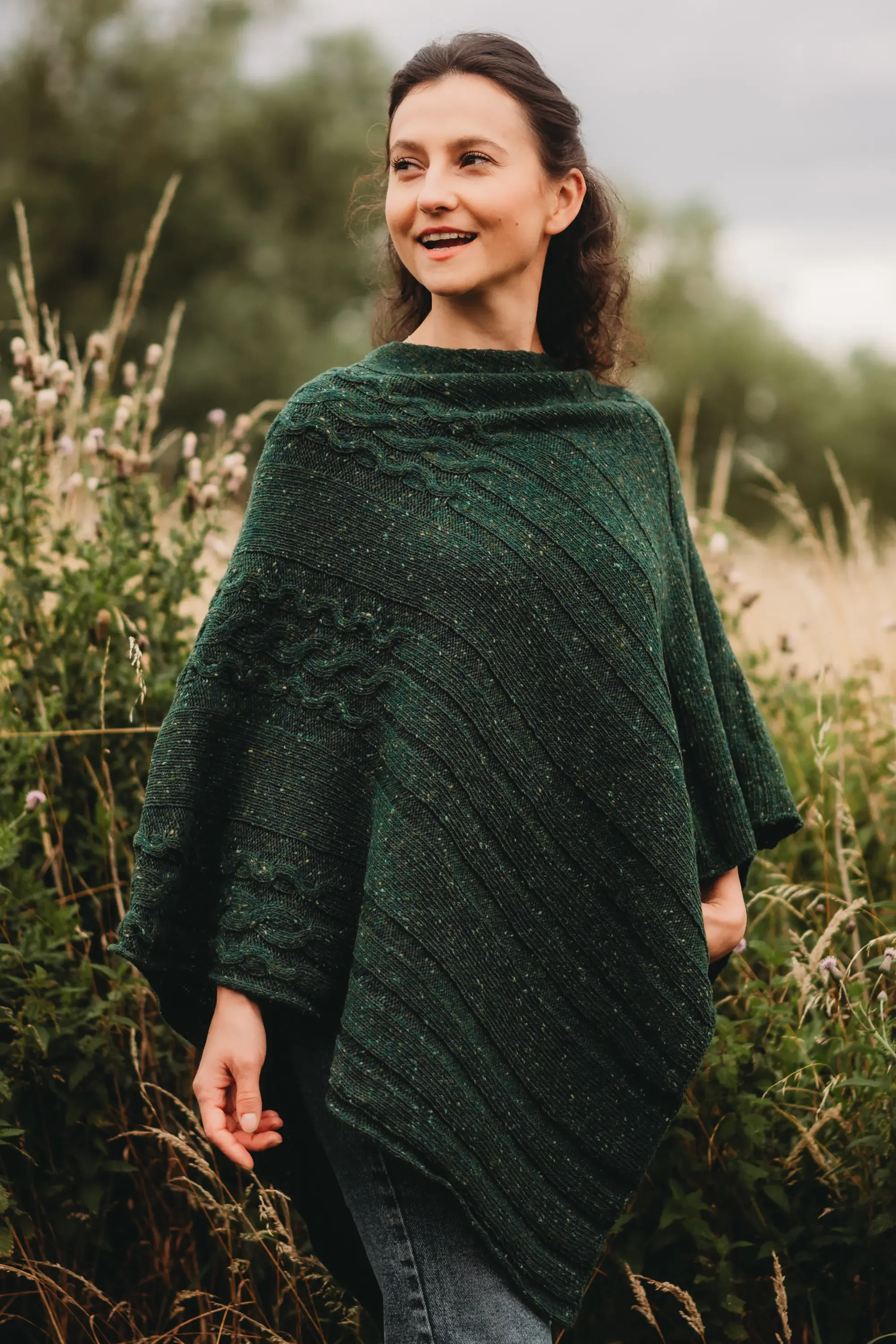 Women's Merino Wool Barra Poncho Shawl