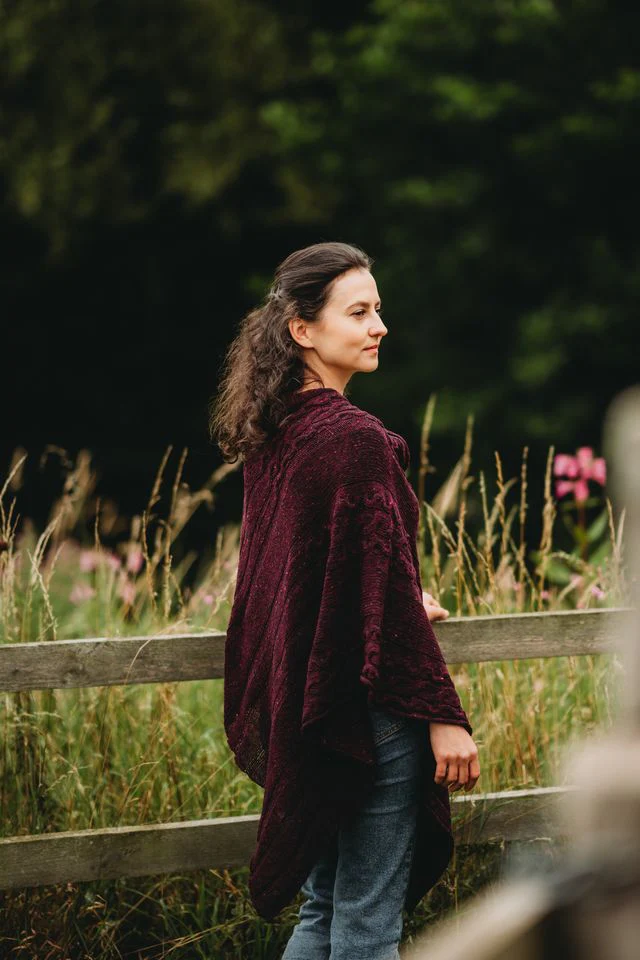 Women's Merino Wool Barra Poncho Shawl - Image 11