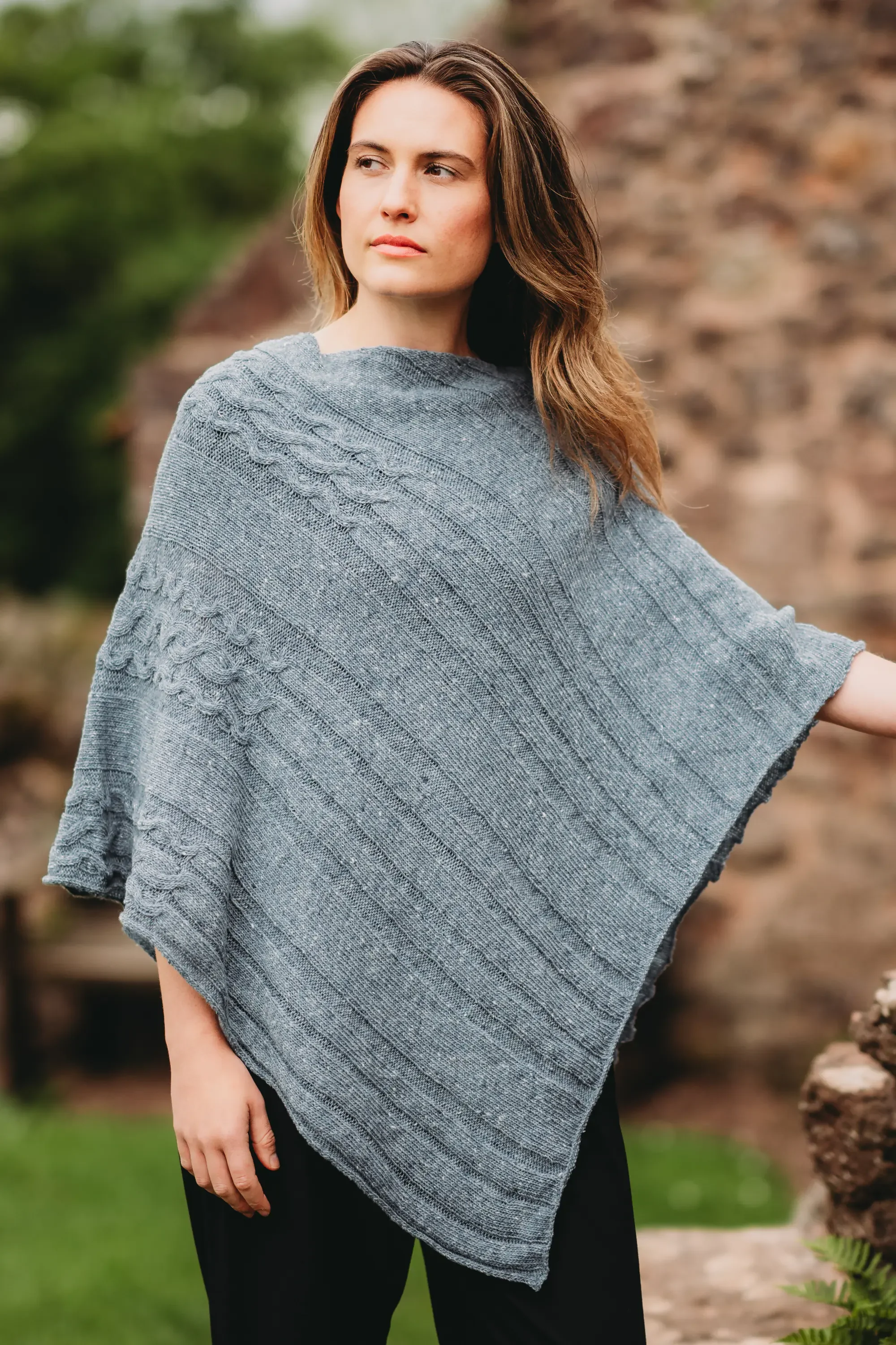 Women's Merino Wool Barra Poncho Shawl - Image 15