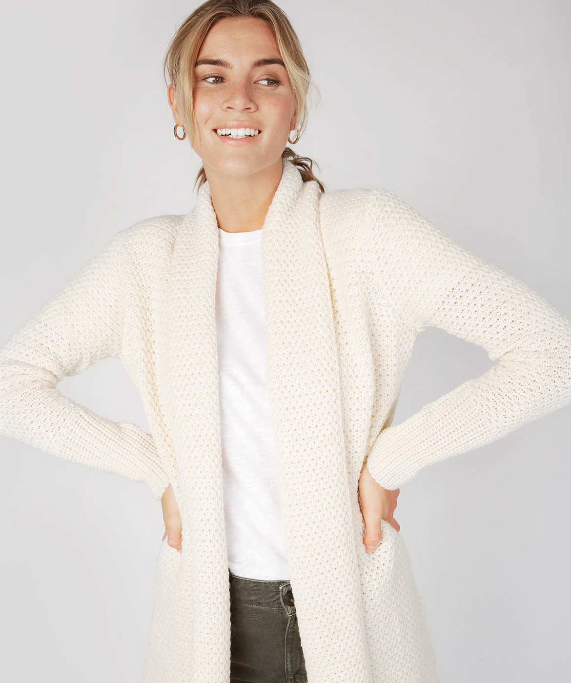 Women's Merino Wool Textured Long Cardigan - Image 12