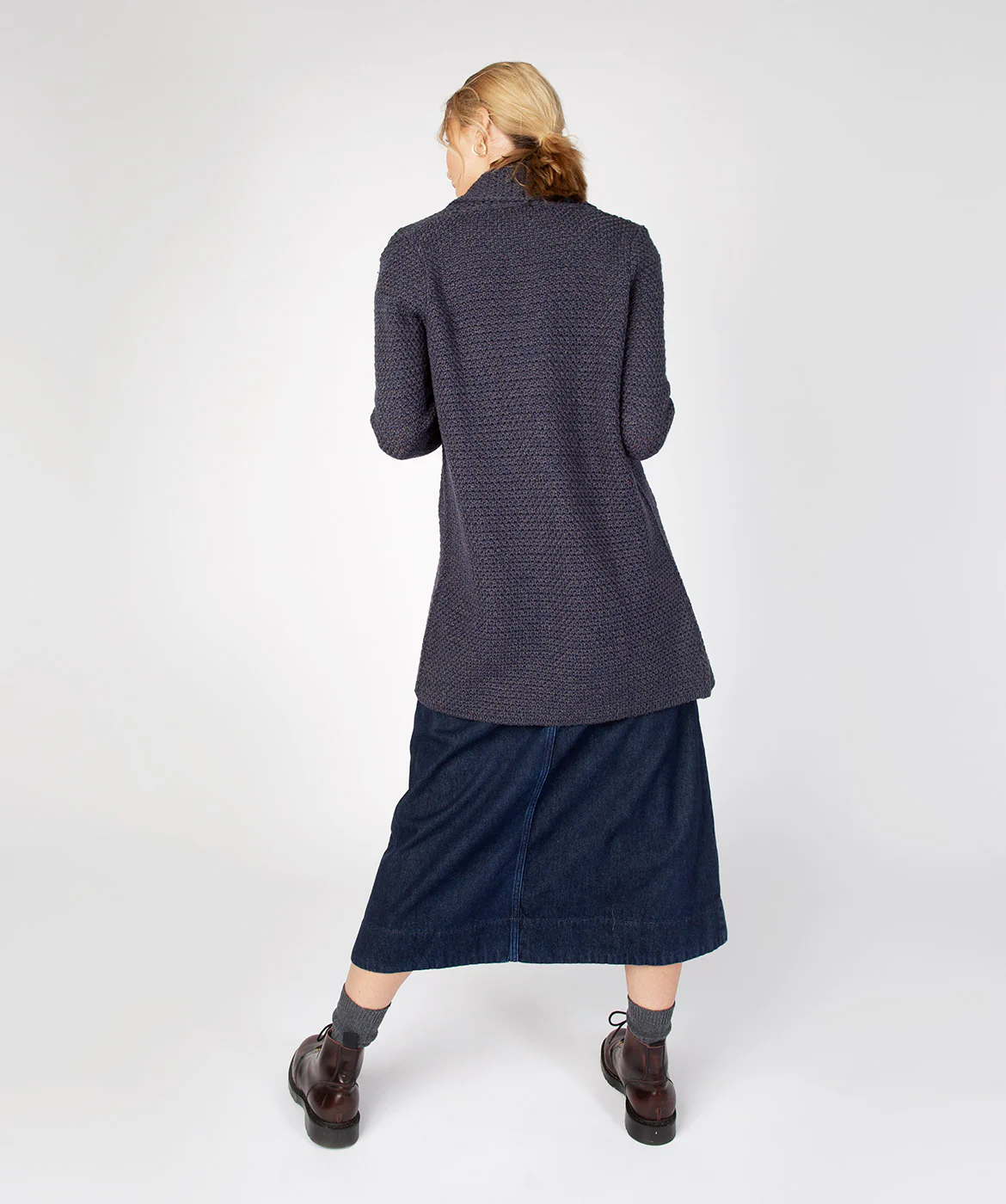 Women's Merino Wool Textured Long Cardigan - Image 14