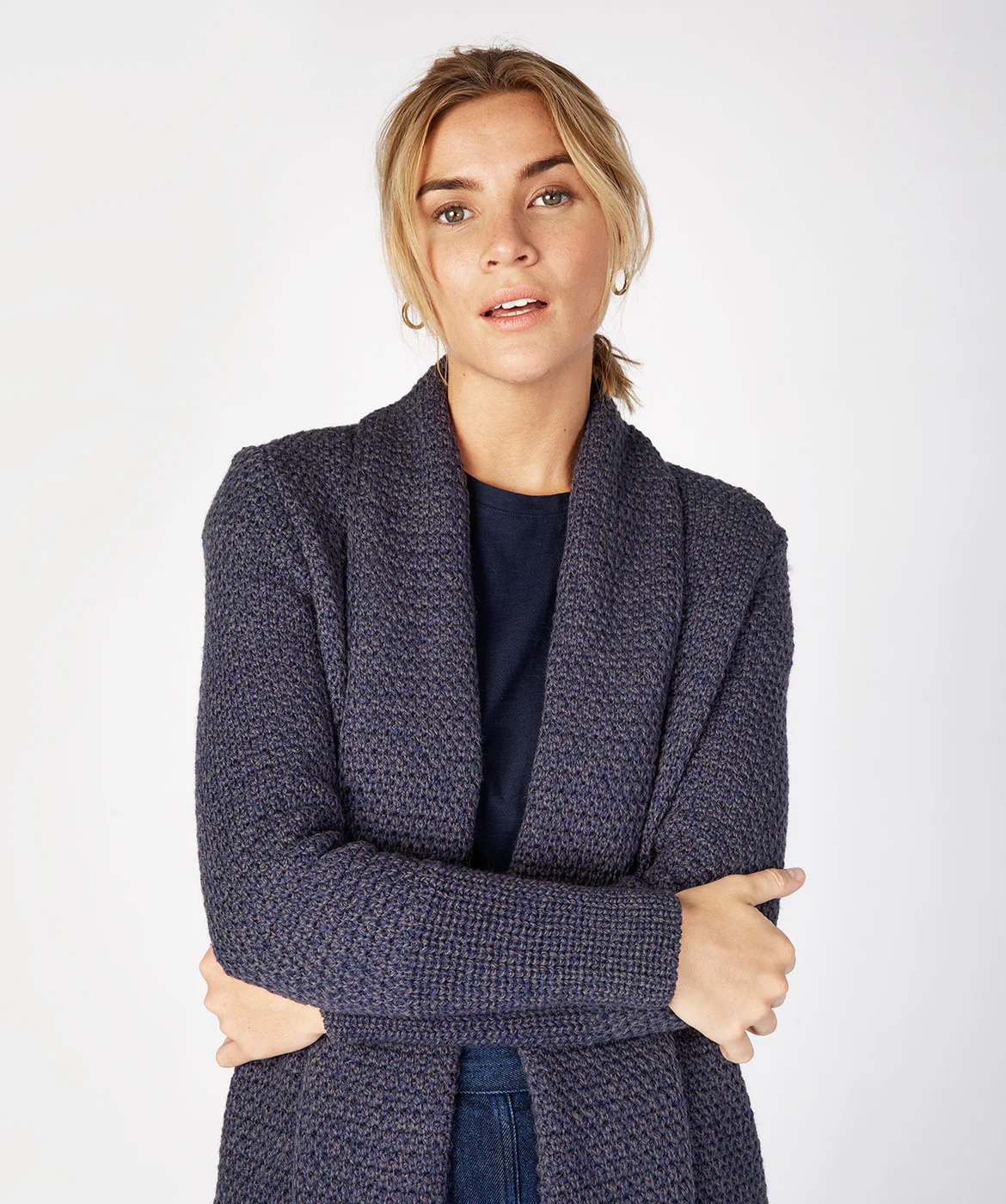 Women's Merino Wool Textured Long Cardigan - Image 15