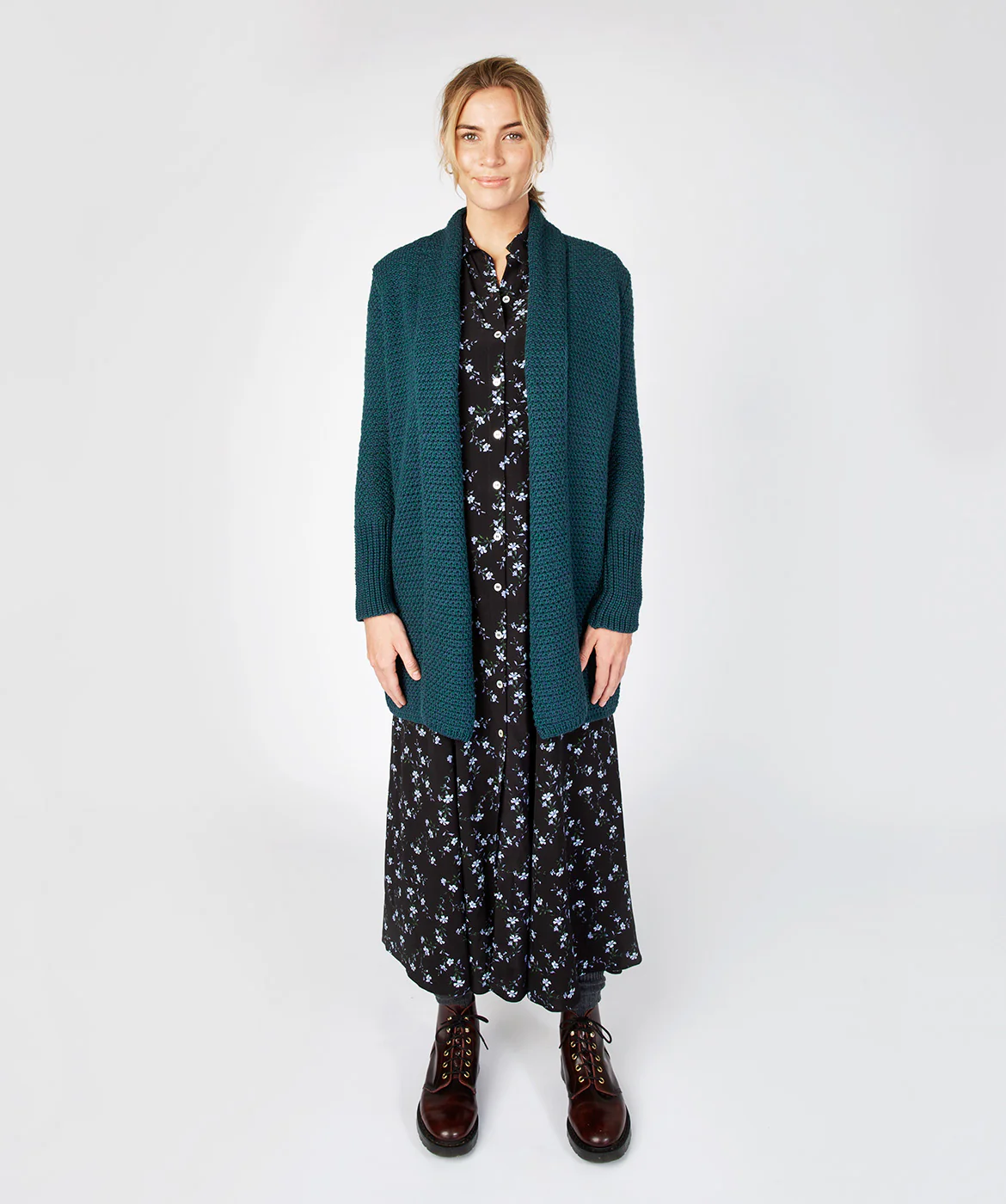 Women's Merino Wool Textured Long Cardigan - Image 16