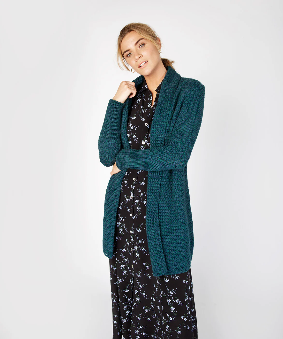 Women's Merino Wool Textured Long Cardigan - Image 18