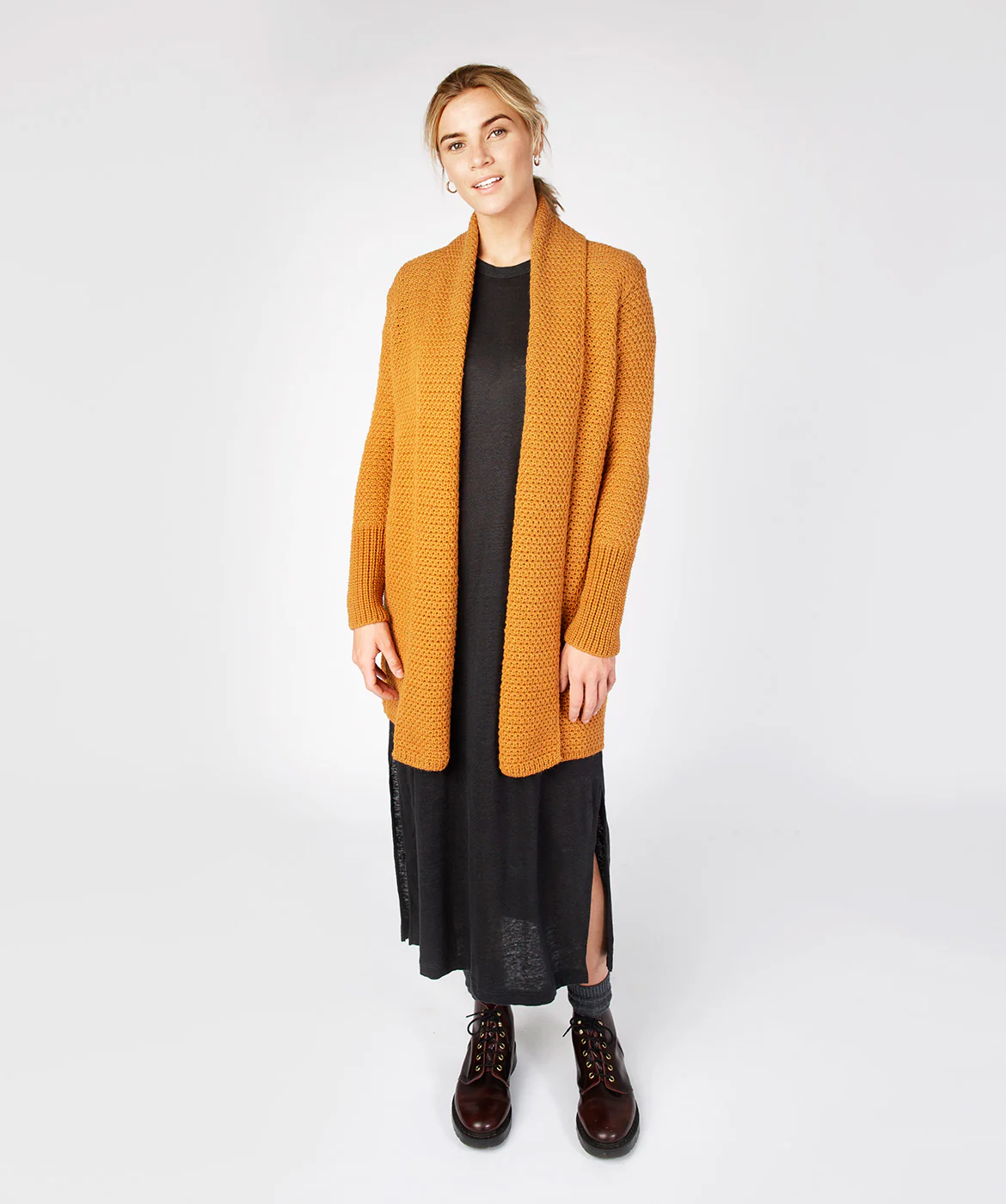 Women's Merino Wool Textured Long Cardigan - Image 4