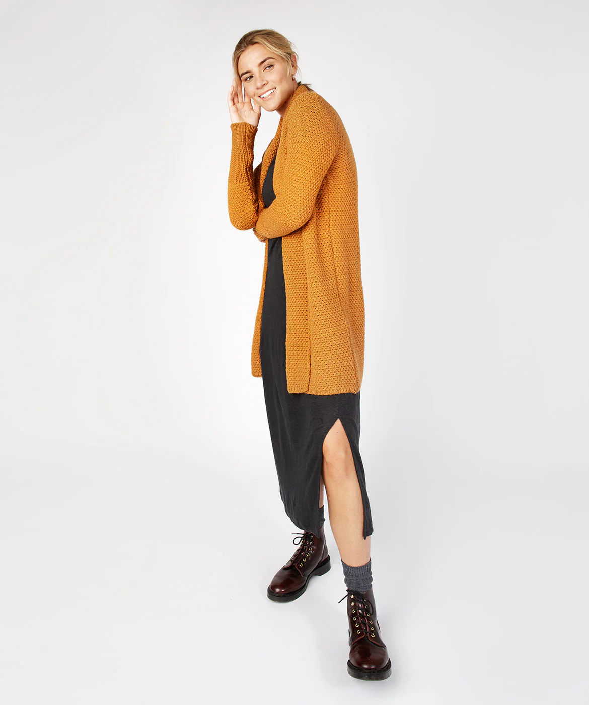 Women's Merino Wool Textured Long Cardigan - Image 5