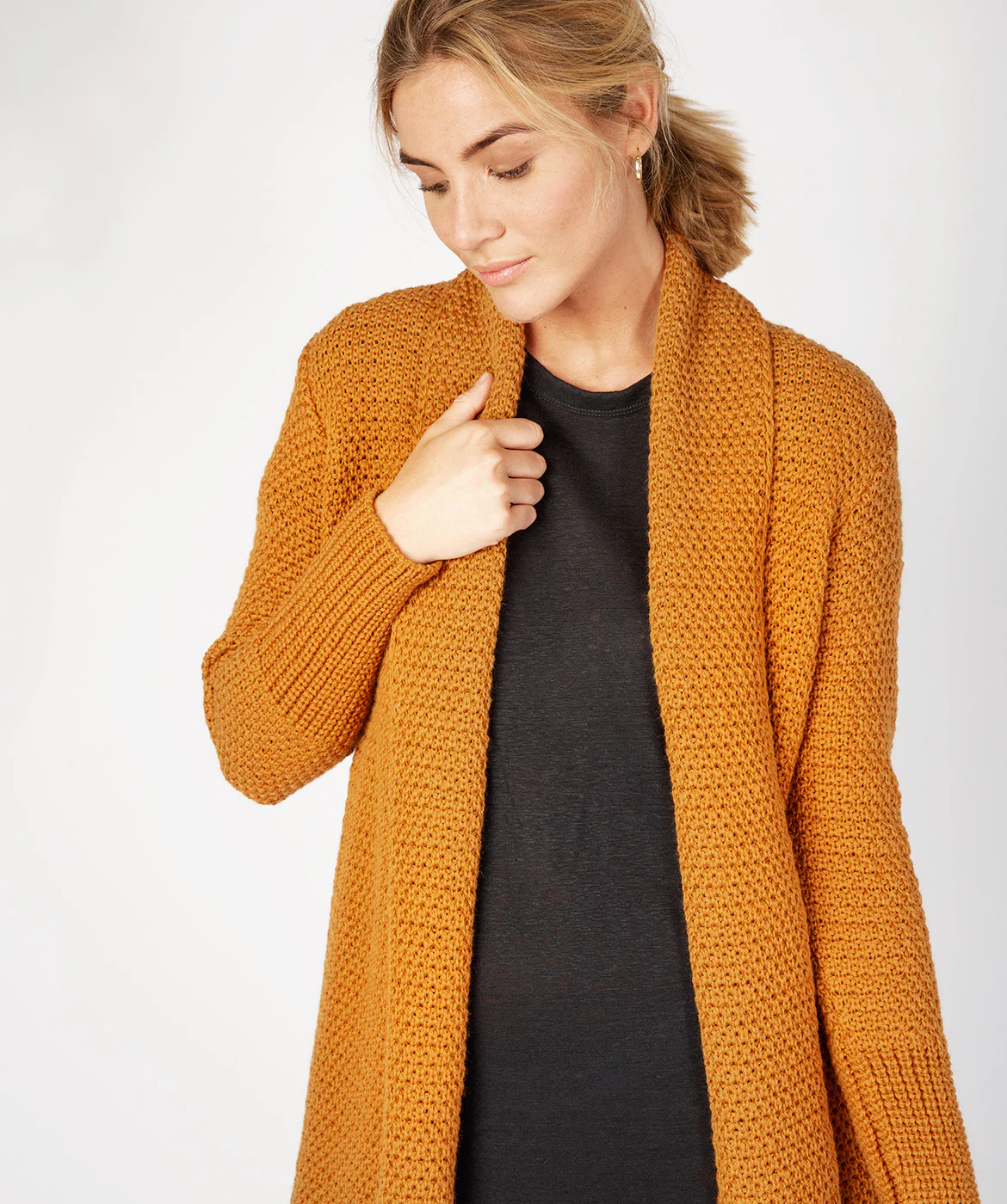 Women's Merino Wool Textured Long Cardigan - Image 6
