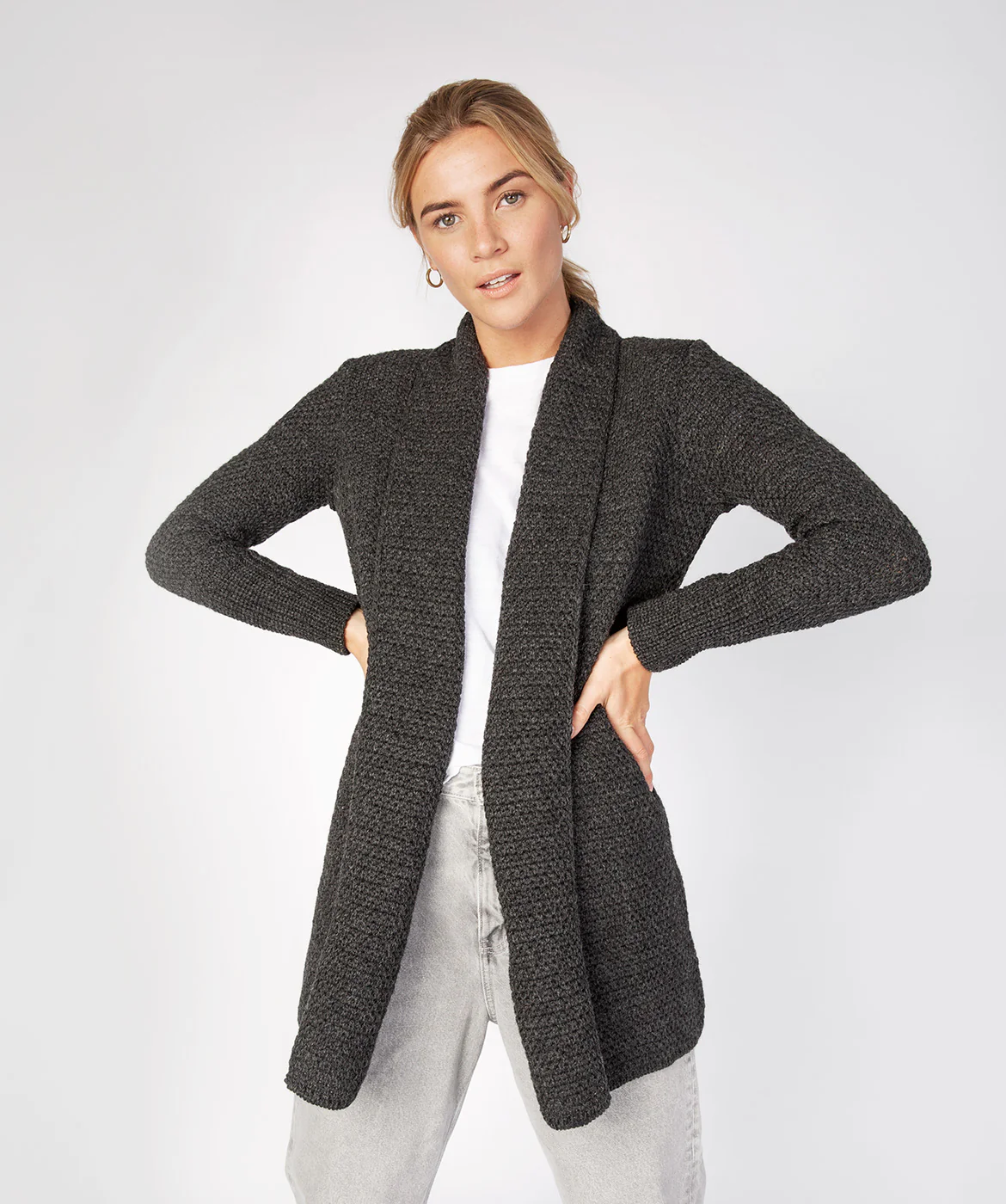 Women's Merino Wool Textured Long Cardigan - Image 7