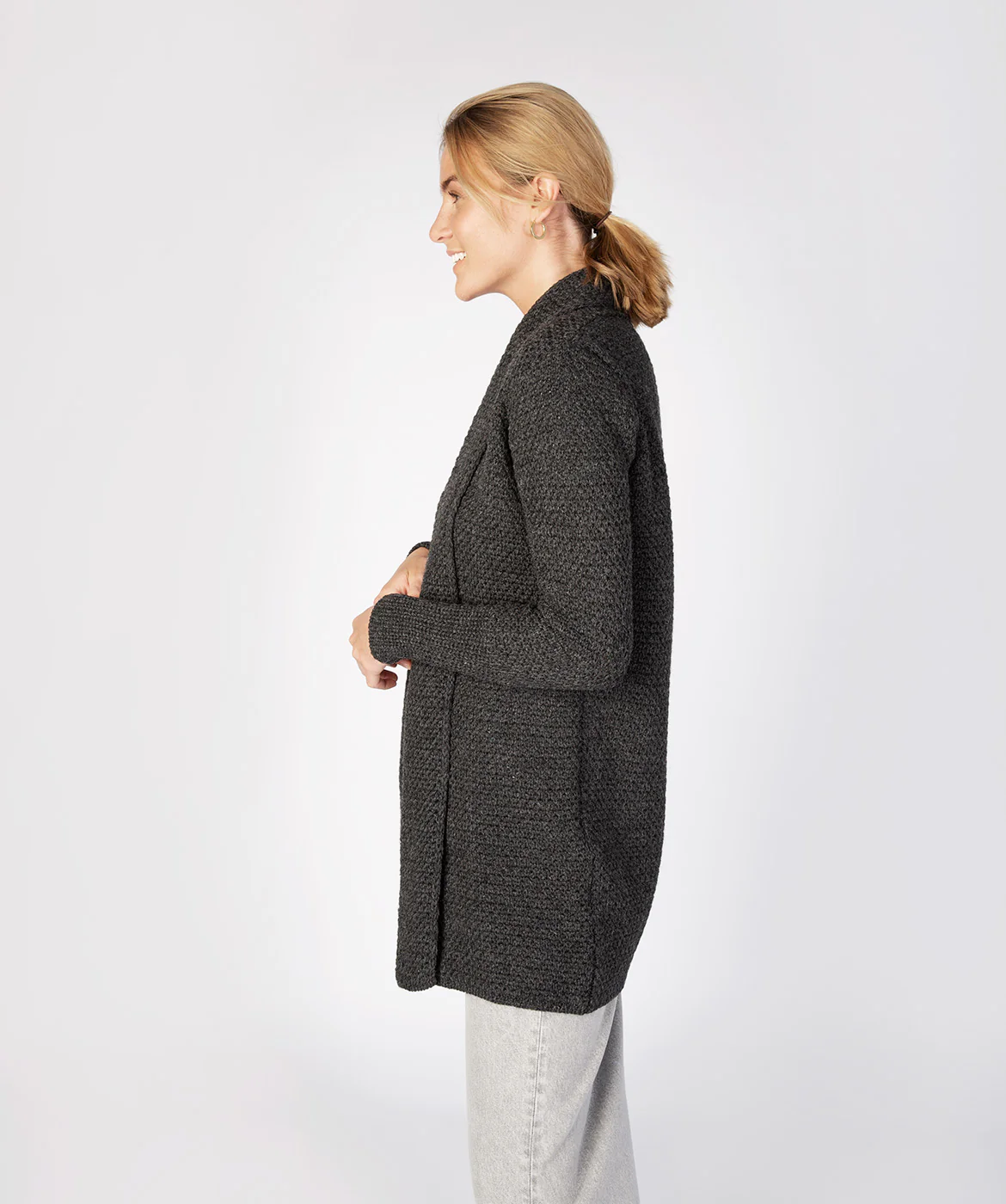 Women's Merino Wool Textured Long Cardigan - Image 8