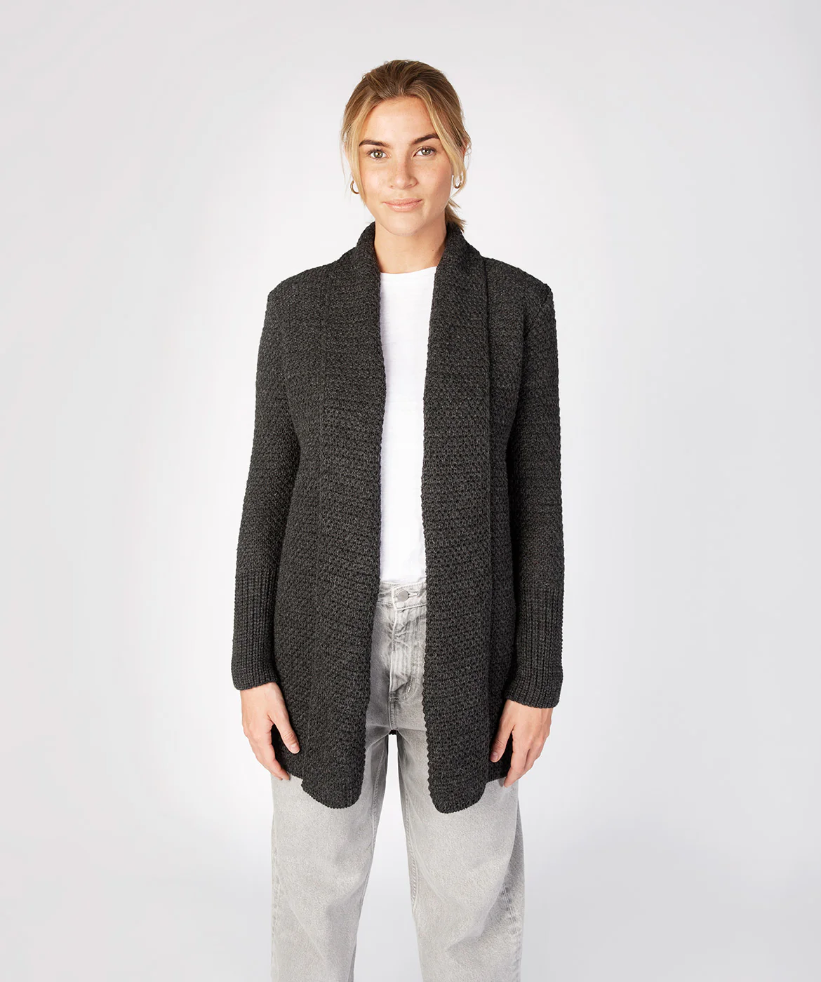 Women's Merino Wool Textured Long Cardigan - Image 9