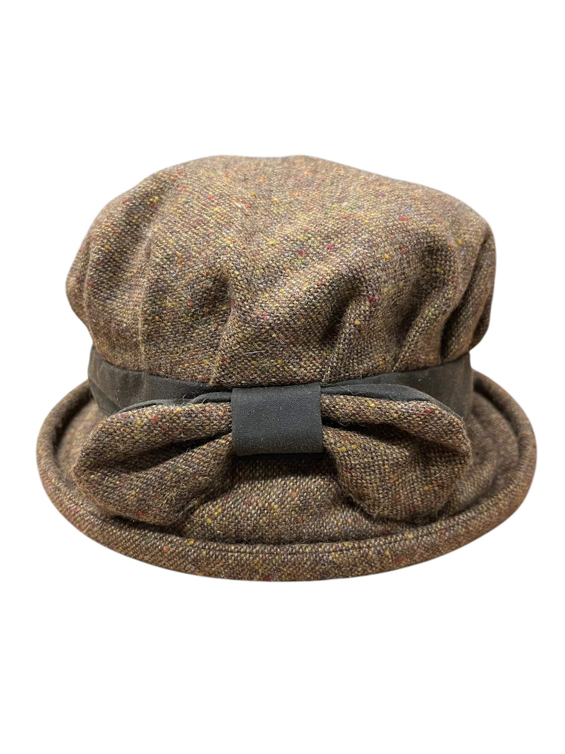 Women's Narrow Brim Hat with Tweed Bow and Band - Image 2