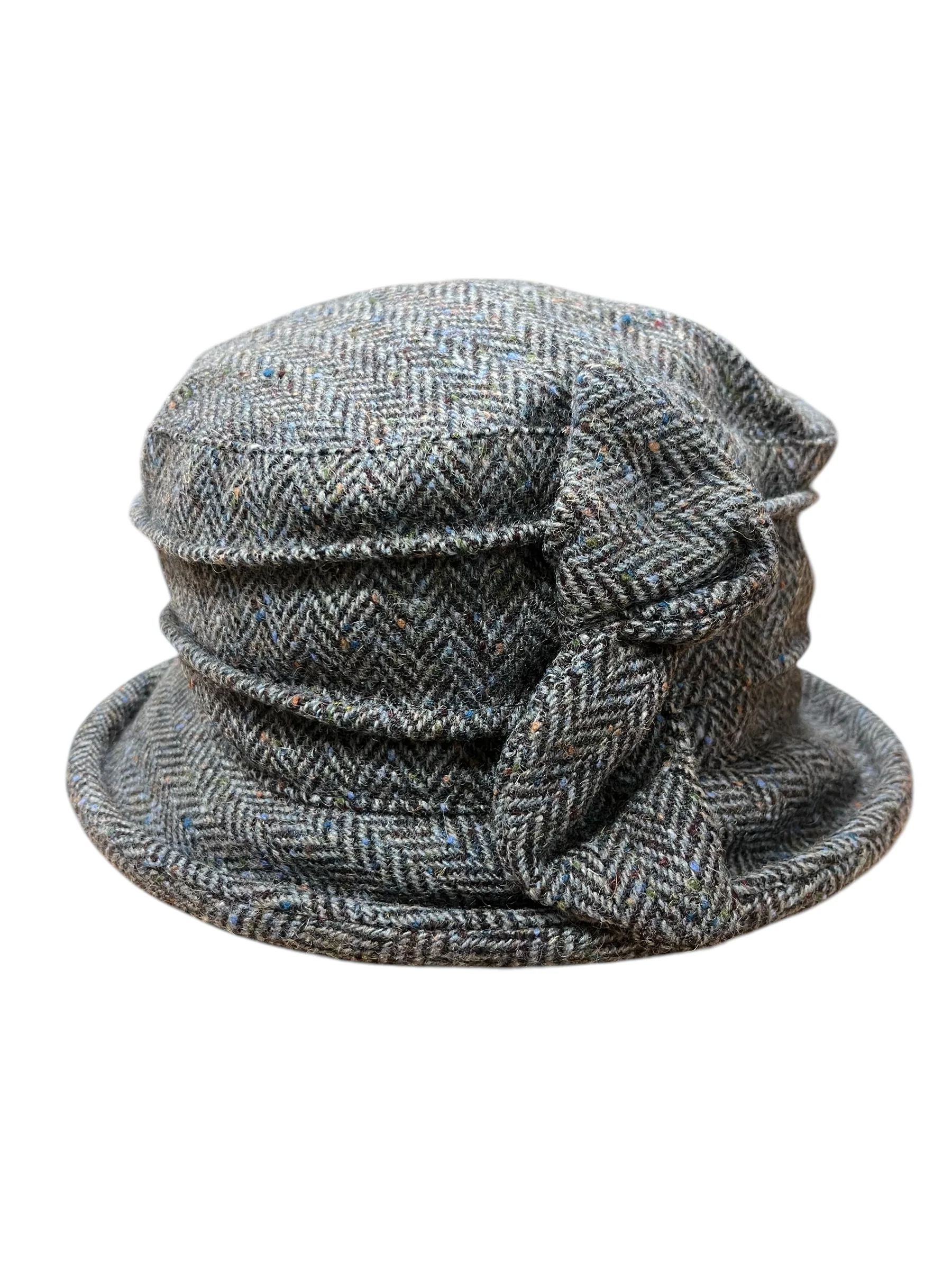 Women's Narrow Brim Tweed Hat with Bow - Image 2