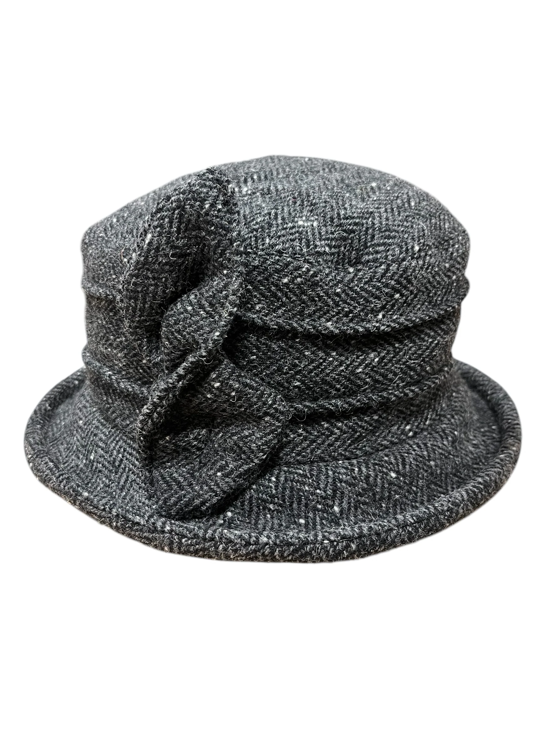 Women's Narrow Brim Tweed Hat with Bow - Image 4